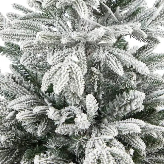 5ft. Pre-Lit Flocked Manchester Spruce Artificial Christmas Tree in Tower Planter, Clear Lights {5}