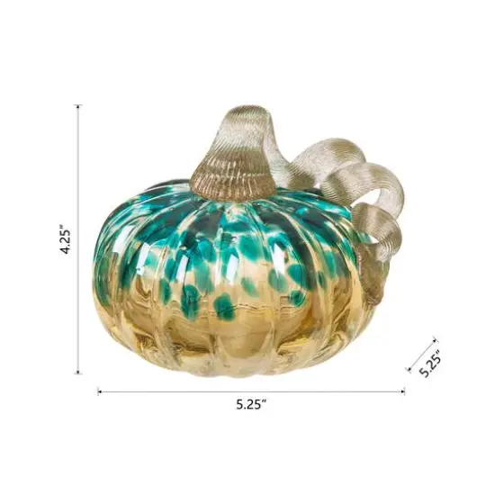 Glitzhome&reg; Small Glitter Glass Pumpkin, Blue & Gold {14}