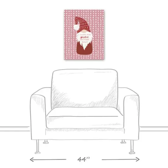 Cute Gnome On Hearts Canvas Wall Art {6}