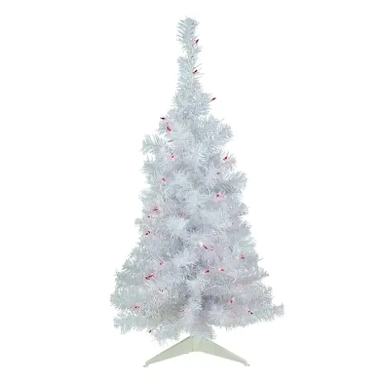 3ft. Pre-Lit White Rockport Pine Artificial Christmas Tree, Purple Lights {1}