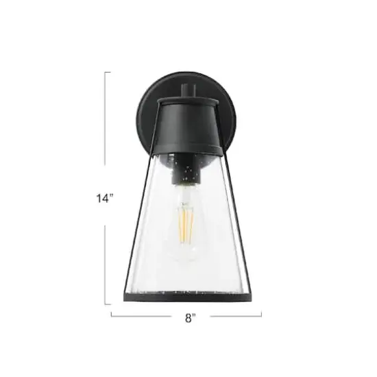 Hello Honey® Robert Stevenson Lighting Jaxon 13.5" Metal & Seedy Glass Outdoor Wall Sconce Distressed Zinc {5}