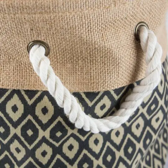 DII&reg; 15" Black Ikat Round Burlap Bin {3}