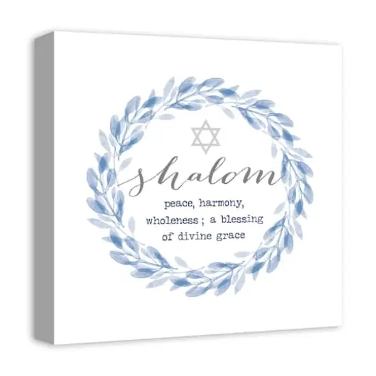 Shalom Def Wreath Blue 16x16 Canvas Wall Art {3}
