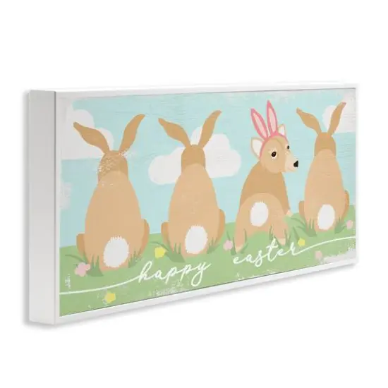 Stupell Industries Happy Easter Sentiment Bunny Tails Funny Corgi Dog Framed Giclee Art White {4}