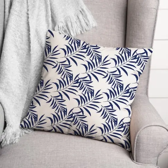 Palms Throw Pillow Navy {3}