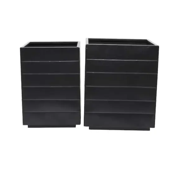 Black Modern Planter, Set of 2" 17", 15" {7}
