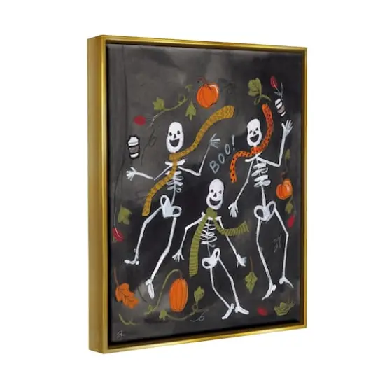 Stupell Industries Autumn Skeletons with Coffee Framed Floater Canvas Wall Art {4}