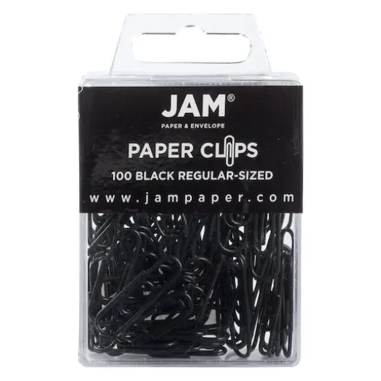 JAM Paper 1" Colorful Standard Paper Clips, 2 Packs of 100 Black {1}