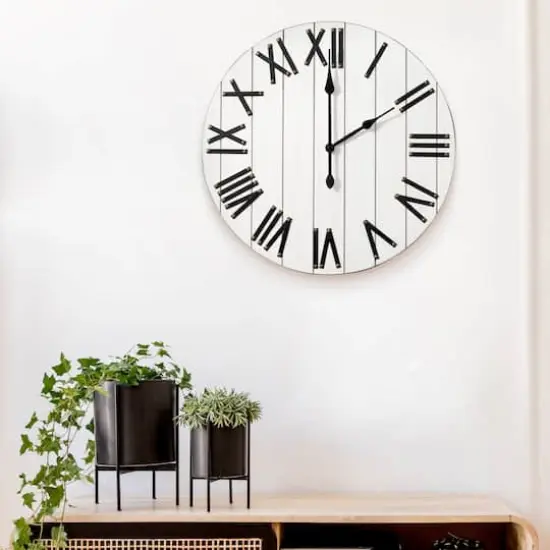 Elegant Designs Handsome 21" Farmhouse Wood Wall Clock White Wash {4}