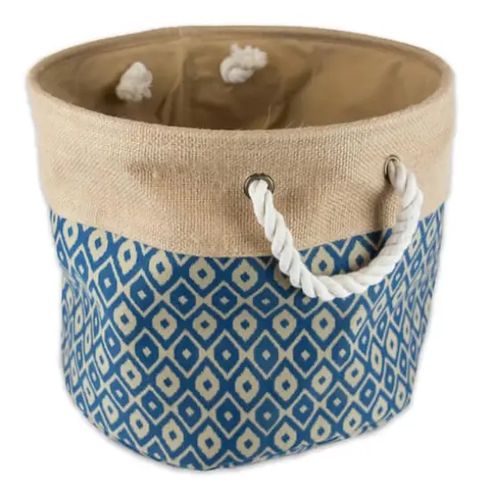 DII&reg; 12" Blue Ikat Round Burlap Bin {1}