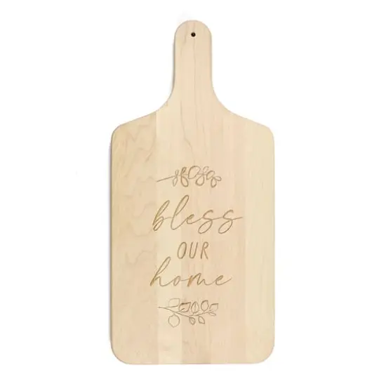 17" Bless Our Home Leaf Maple Paddle Cutting Board {1}
