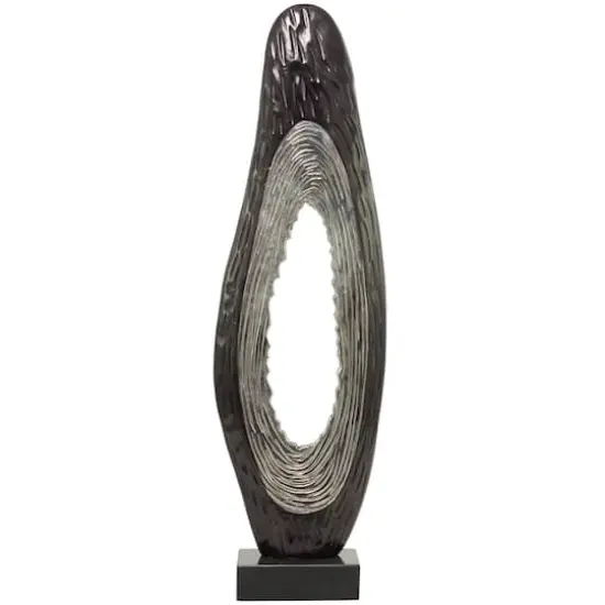 49.5" Abstract Aluminum & Marble Teardrop Sculpture Black {1}