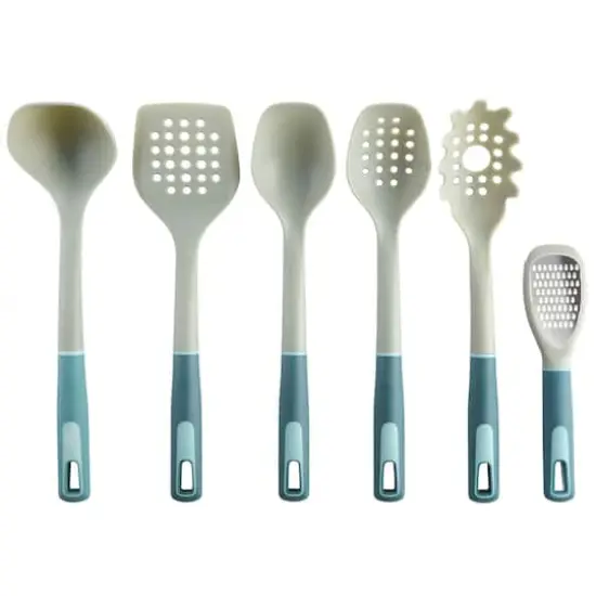 Spice by Tia Mowry Savory Saffron 12 Piece Wood and Nylon Kitchen Tool Set with Ceramic Crock {4}