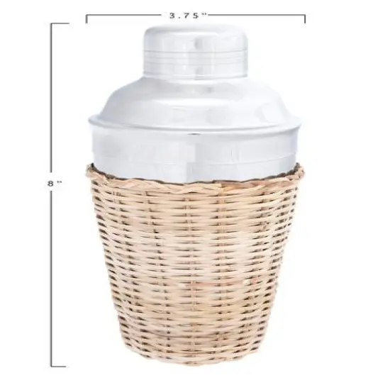 Hello Honey&reg; 17 oz. Stainless Steel Cocktail Shaker with Woven Rattan Sleeve {5}