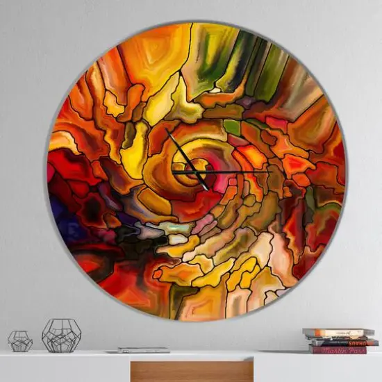 Designart 'Illusions Of Stained Glass Modern Wall Clock {3}