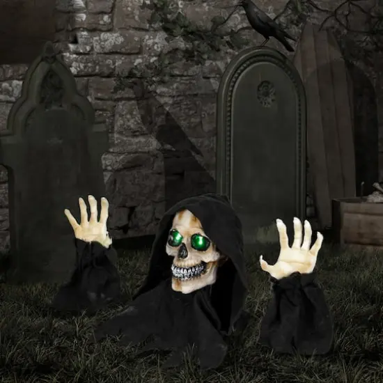 8" LED Lighted Grim Reaper with Sound Outdoor Halloween Decoration {3}