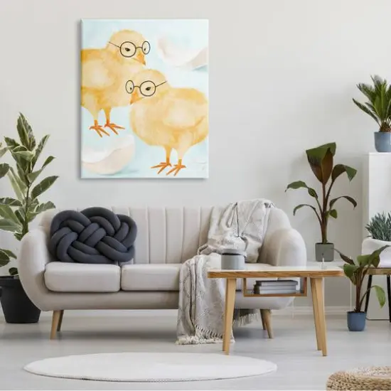 Stupell Industries Easter Chicks Hatched Eggs Yellow Birds Round Glasses Canvas Wall Art {3}