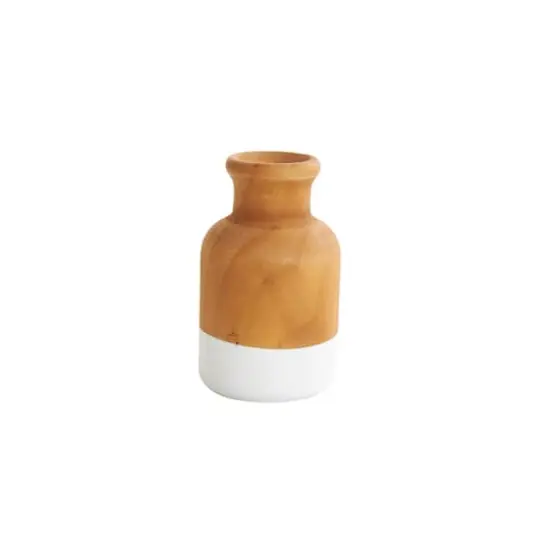 Brown Wood Colorblock Vase with White Bases Set {5}