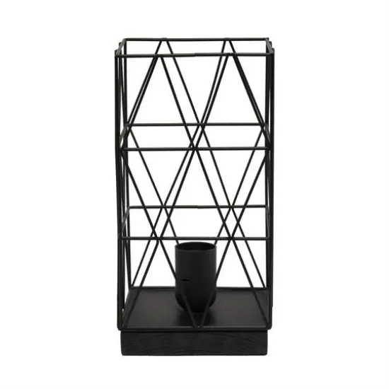 Simple Designs 10" Geometric Square Metal Table Lamp Black {10}