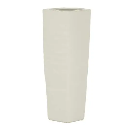 White Ceramic Contemporary Vase, 13" x 5" x 5" {5}