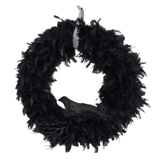 30" Halloween Raven Feather Wreath {1}