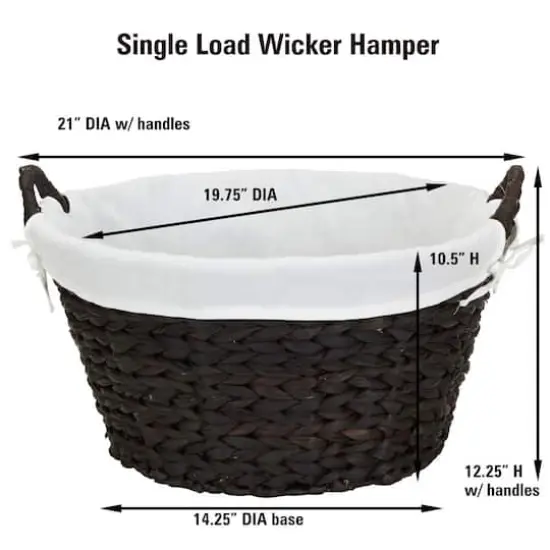 Household Essentials 12.5" Round Wicker Laundry Basket with Handles Brown {6}
