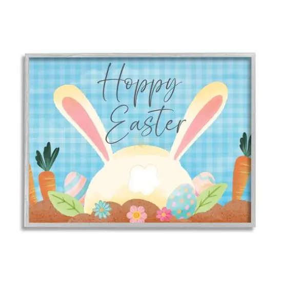 Stupell Industries Happy Easter Spring Carrot Garden Framed Giclee Art Gray {1}