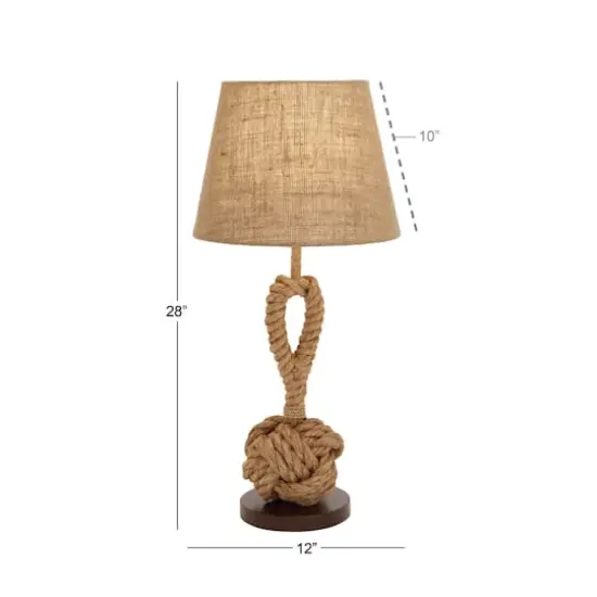 Brown Rope and Iron Rustic Table Lamp, 28" x 13" x 13" {11}