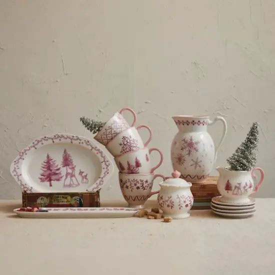 Hello Honey&reg; 12oz. Pink & Cream Stoneware Teacup Set {3}