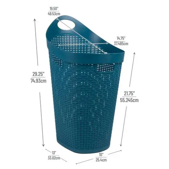 Mind Reader 60L Ventilated Mobile Laundry Hamper with Cut Out Handle & Integrated Caster Wheels Blue {4}