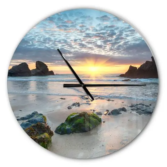 Designart Beautiful Porthcothan Bay Wall Clock {1}