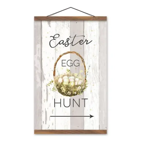 Easter Egg Hunt Basket 12" x 18" Teak Hanging Canvas {1}