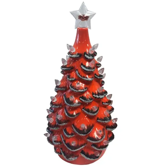 Santa's Workshop 14" NCAA College Team Ceramic LED Christmas Tree Oklahoma State University {1}