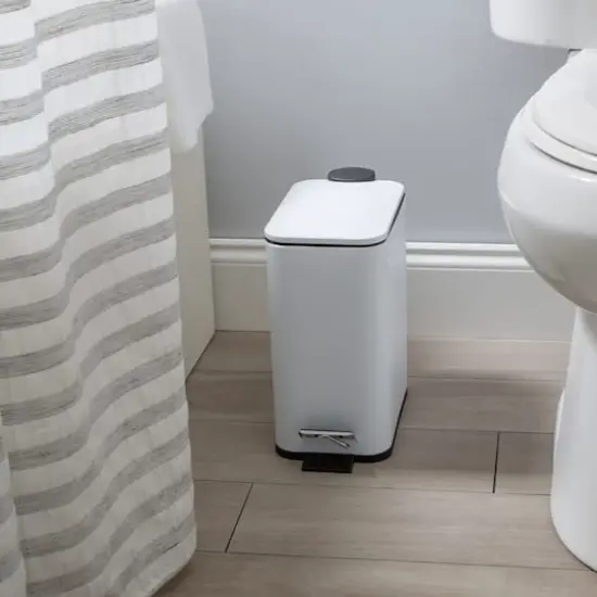 Simplify White 5L Slim Rectangular Pedal Trash Bin with Soft Close Lid {4}