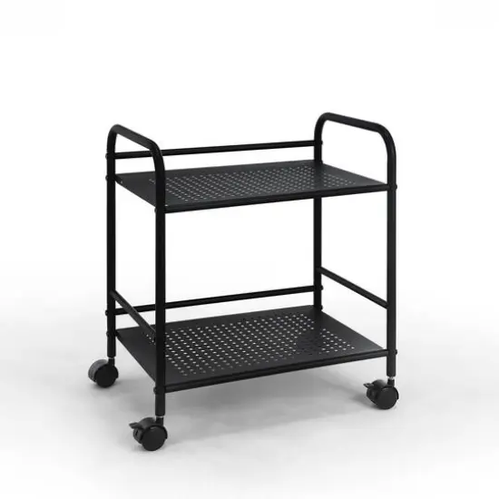 SunnyPoint 2-Tier Metal Rolling Utility Cart White {2}