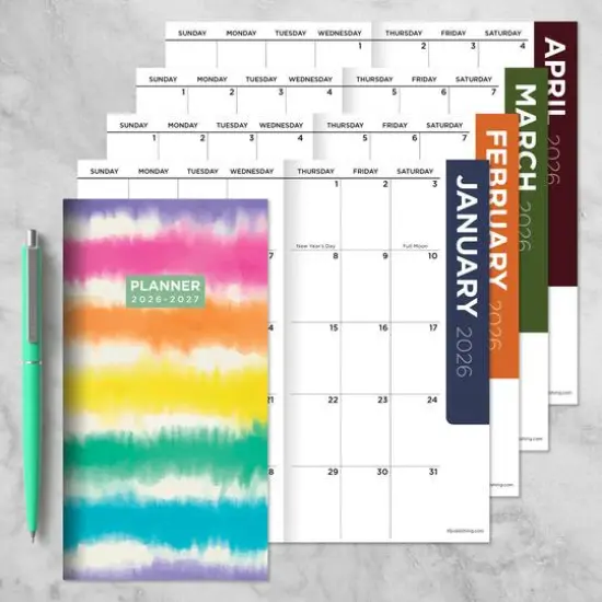 2026-2027 Tie Dye Small Monthly Pocket Planner {8}
