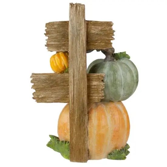12.5" Orange & Green Pumpkin Happy Thanksgiving Tabletop Sign {5}