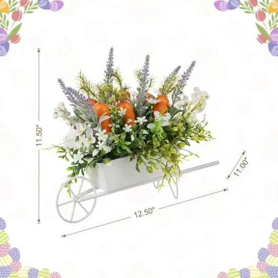 Glitzhome&reg; 12.5" Easter Carrot Metal Wagon Centerpiece {9}