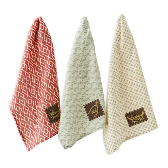 DII&reg; Assorted Rustic Fall Embellished Dishtowel Set {1}