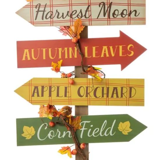 Glitzhome&reg; 42.5" Fall Wooden Pumpkin Patch Porch Sign {7}