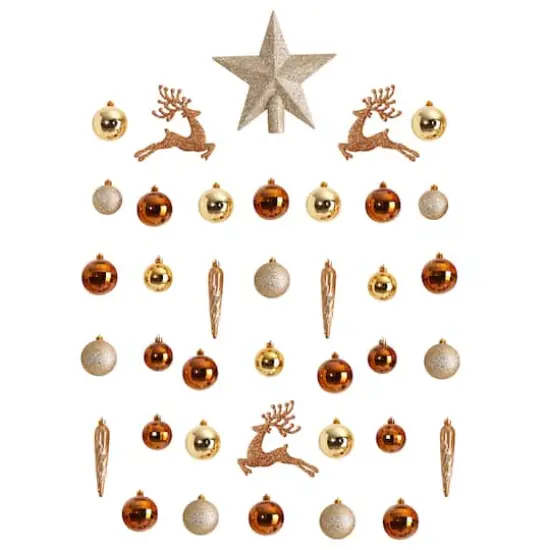 40ct. Gold Shatterproof Lux Christmas Ornament Set {1}