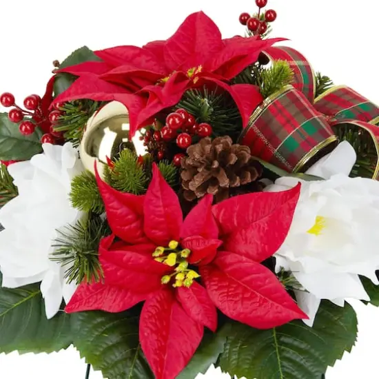 17" Red & White Poinsettia Remembrance Saddle by Ashland&reg; {3}