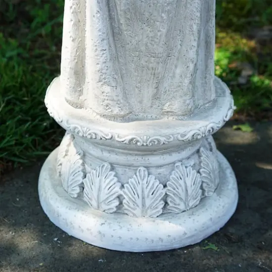 22.5" Gray Standing Angel with Bird Bath & Votive Candle Holder Outdoor Statue {5}