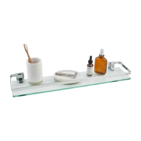 Organize It All Wall Mounted Glass Shelf With Chrome Rail {3}