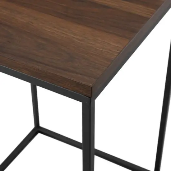 Walker Edison Modern Square Side Table Dark Walnut {8}