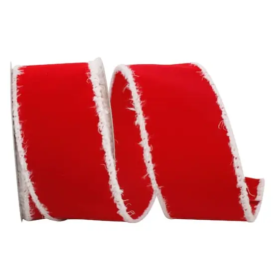 JAM Paper 2.5" x 10yd. Red Velvet Snowy Wired Edge Ribbon {1}