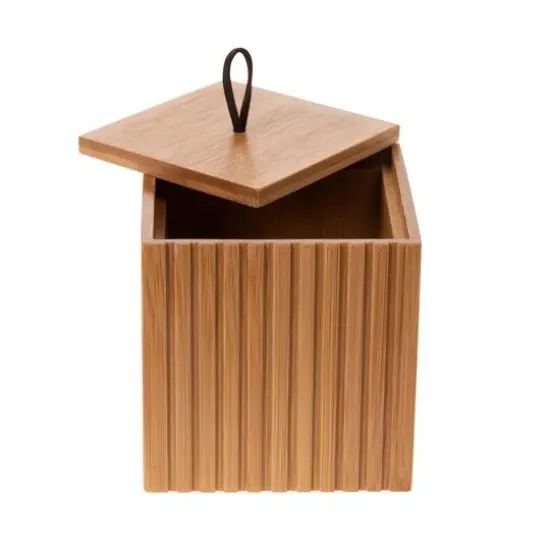 Bath Bliss Small Square Oslo Bamboo Storage Jar {9}