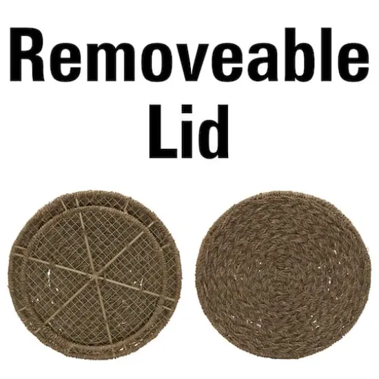 Household Essentials 19" Woven Natural Seagrass Storage End Table {6}