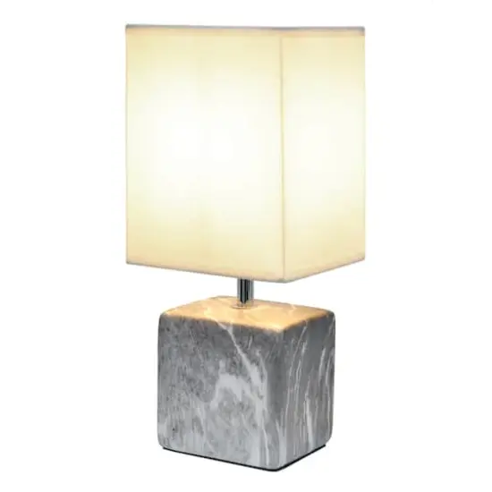 Simple Designs Black Marbled Ceramic Table Lamp White {3}
