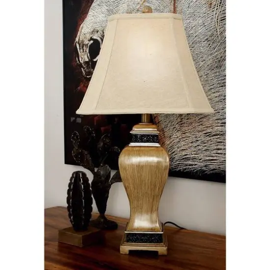 Set of 2 Brown Polystone Rustic Table Lamp, 29" {15}